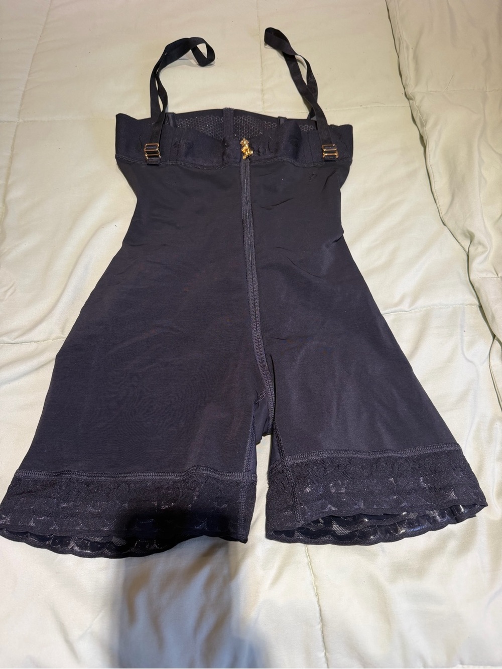 Black Lace-Trim Waist & Thigh Shaping Jumpshort with Adjustable Straps